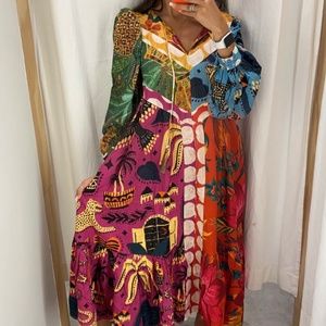 Farm Rio Patchwork Midi Dress
